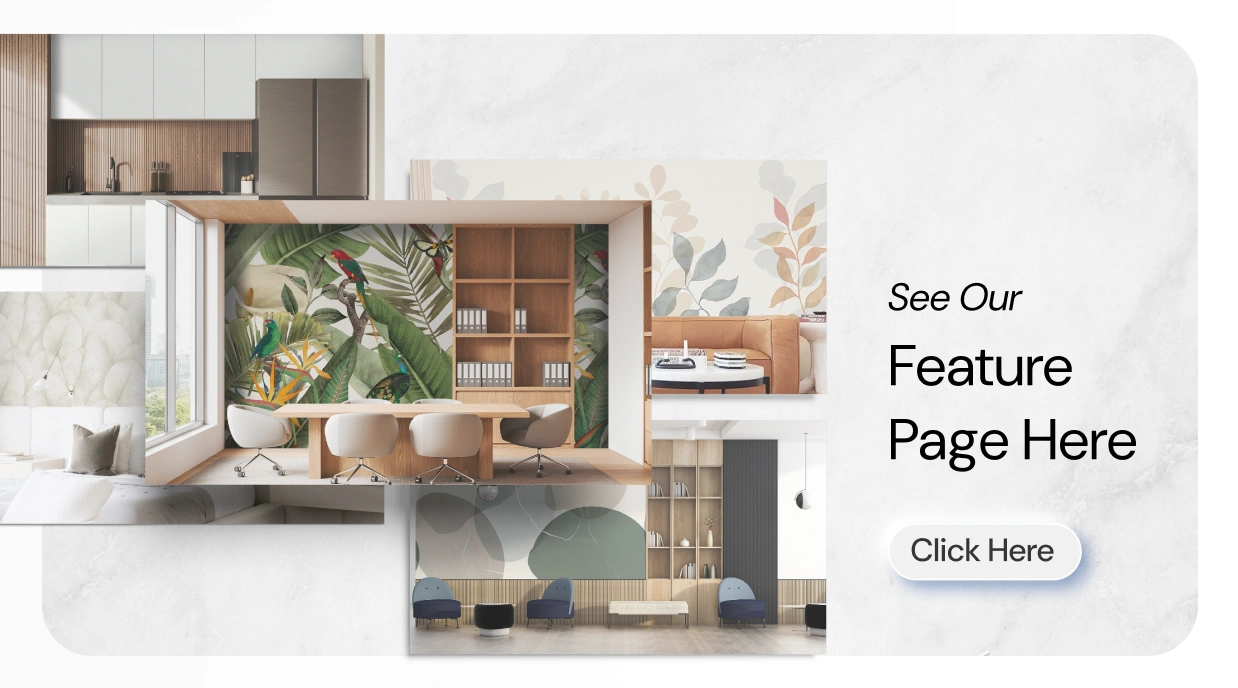 Collage of wallpaper samples and interior design images